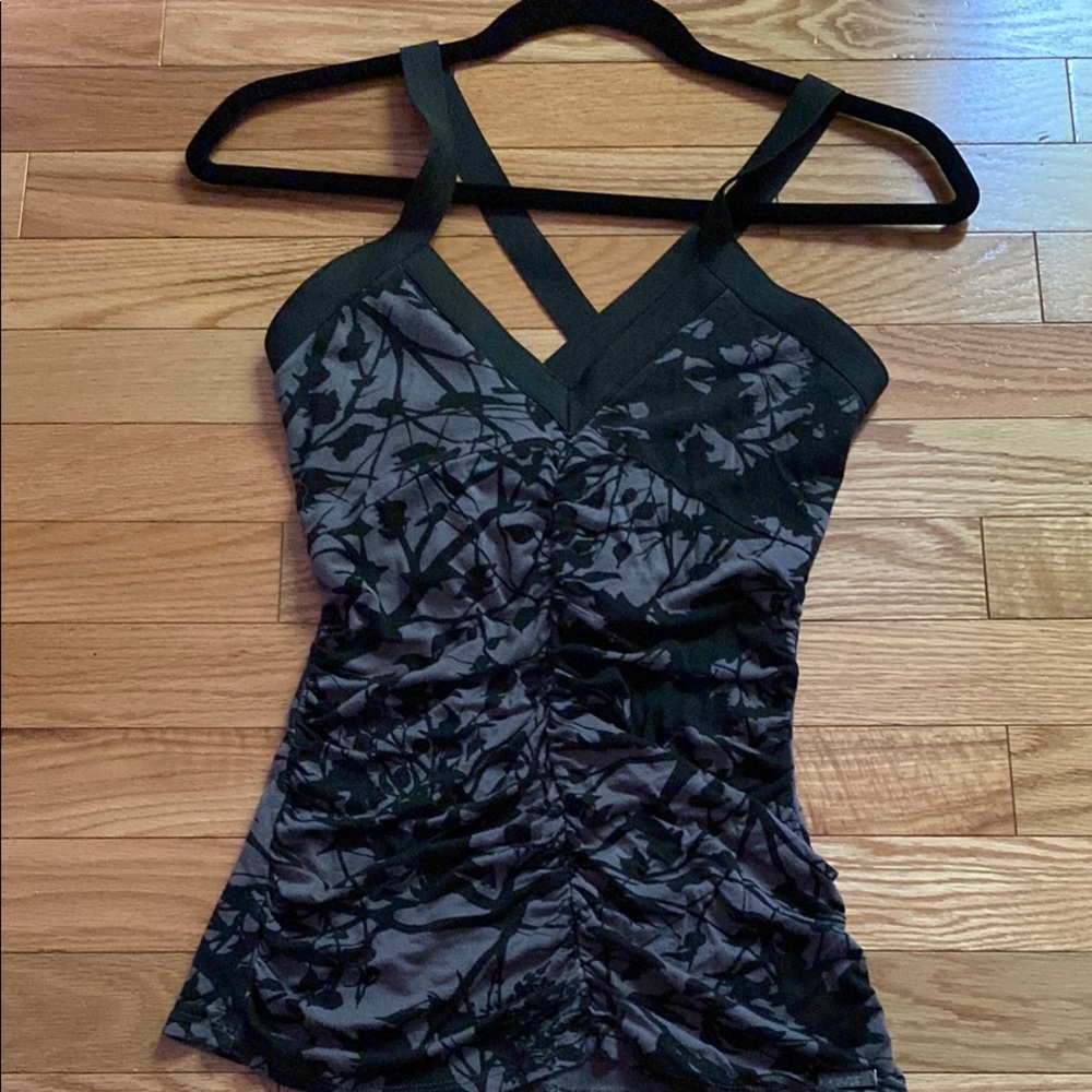 For Love And Lemons Black and Gray Ruched Asymmetrical Camisole
